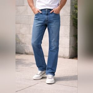 Levi 559 Blue Straight Leg Jeans  Classic Denim  Light Distressing 44x29 #1658